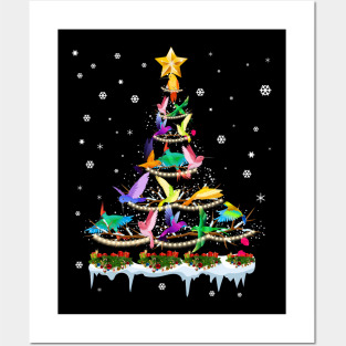 Hummingbirds Christmas Tree Gorgeous Posters and Art